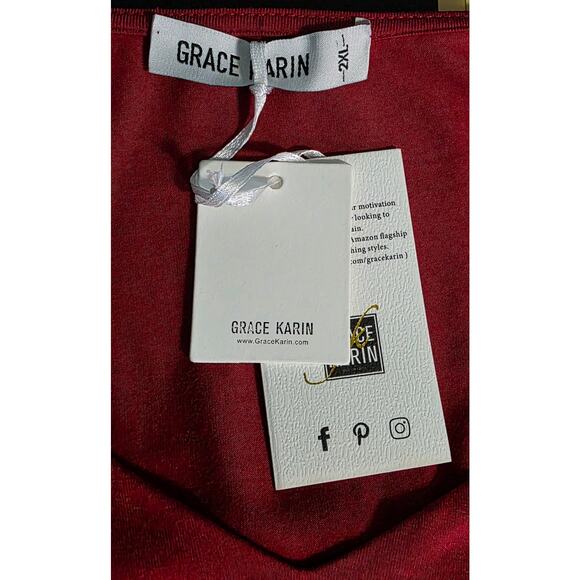 Grace Karin Women's Red NWT Long Sleeve V Neck Top Size 2XL - Picture 3 of 4